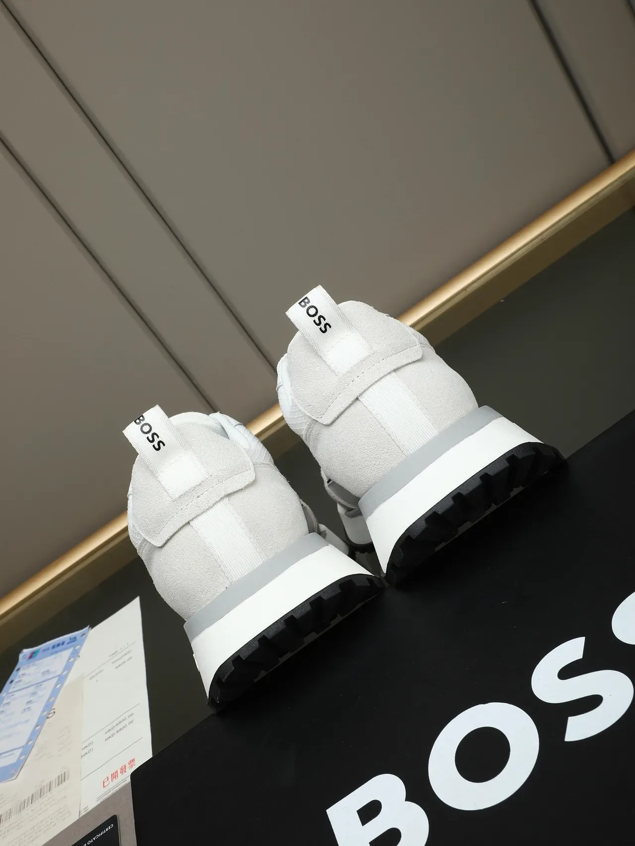 Hugo Boss White Gray Suede And Mesh Upper Layered Panel Construction Sneakers 3