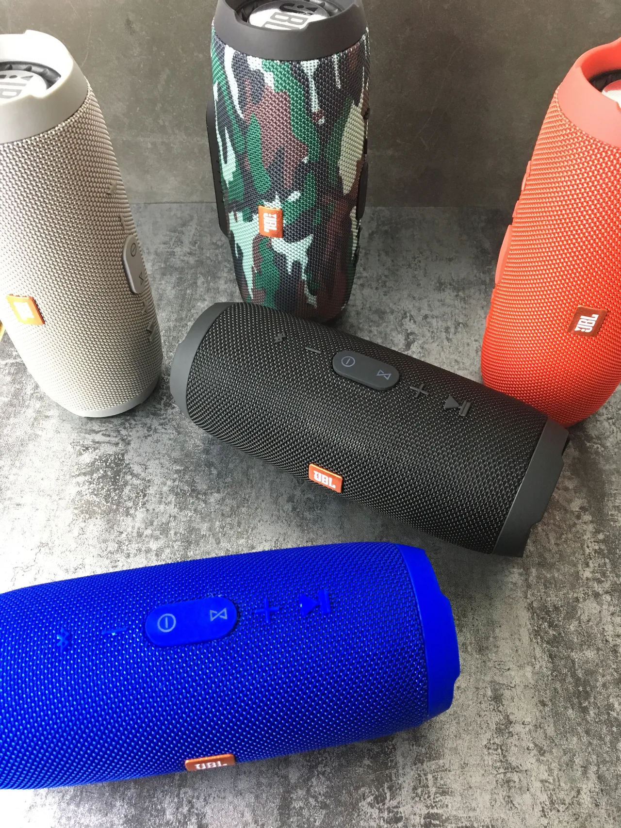 JBL Blue Orange Cylindrical Fabric-Grille Portable Speaker 2