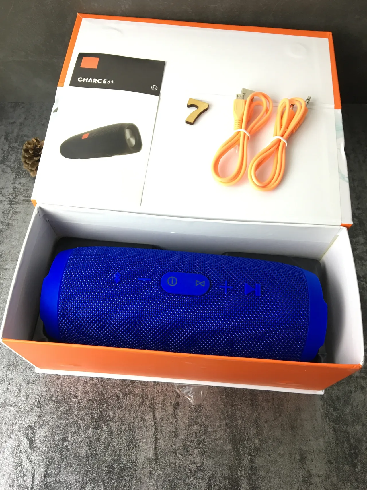 JBL Blue Orange Cylindrical Fabric-Grille Portable Speaker 9
