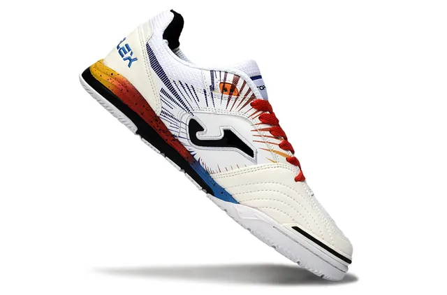 Joma Lex White Multicolor Low-Top Indoor Court Silhouette Radiating Sunburst Graphic Sneakers 4