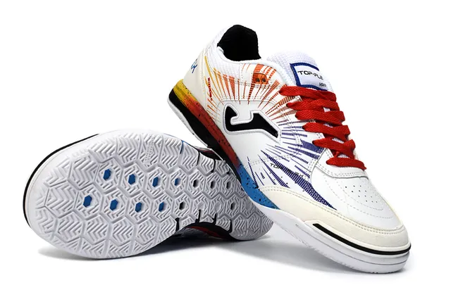 Joma Lex White Multicolor Low-Top Indoor Court Silhouette Radiating Sunburst Graphic Sneakers 6