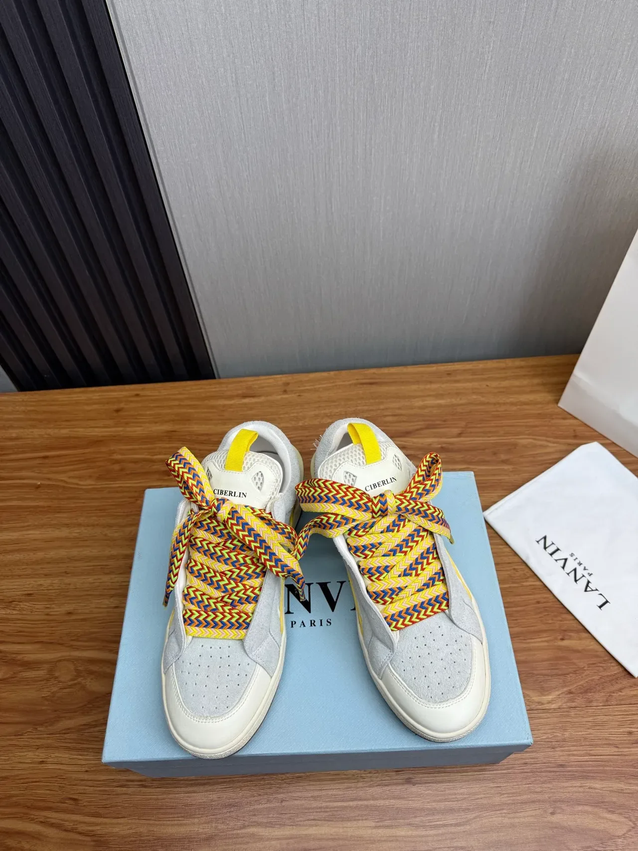 Lanvin Gray Multicolor Laceless Slip-On Suede And Mesh Panel Sneakers 2
