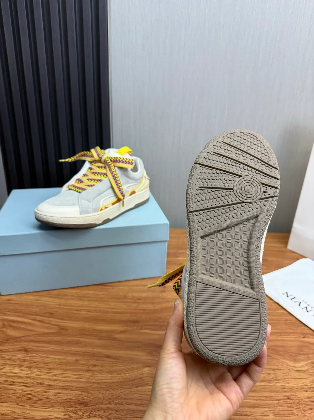 Lanvin Gray Multicolor Laceless Slip-On Suede And Mesh Panel Sneakers 10