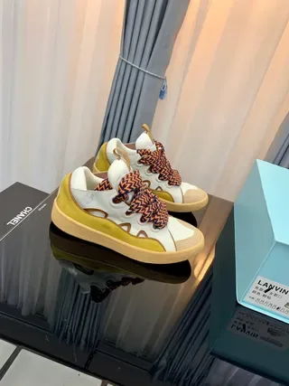 Lanvin Laceless Zigzag Strap White Yellow Lifestyle Sneakers 3