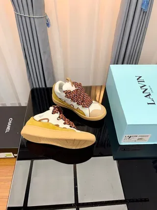 Lanvin Laceless Zigzag Strap White Yellow Lifestyle Sneakers 4
