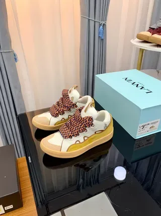 Lanvin Laceless Zigzag Strap White Yellow Lifestyle Sneakers 5