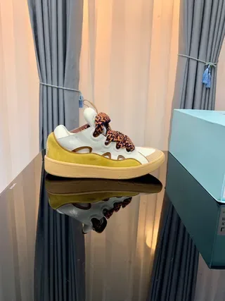 Lanvin Laceless Zigzag Strap White Yellow Lifestyle Sneakers 6