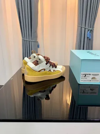 Lanvin Laceless Zigzag Strap White Yellow Lifestyle Sneakers 8