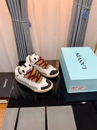 Lanvin White Multicolor Chunky Layered Sole Zigzag Laces Lifestyle Sneakers 1