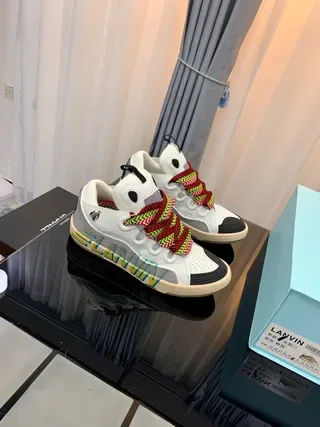 Lanvin White Multicolor Chunky Layered Sole Zigzag Laces Lifestyle Sneakers 3