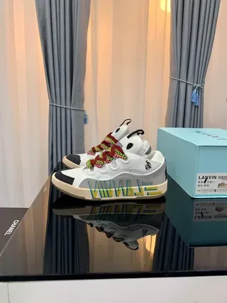 Lanvin White Multicolor Chunky Layered Sole Zigzag Laces Lifestyle Sneakers 5