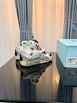 Lanvin White Multicolor High-Top Studded Lifestyle Sneakers 4