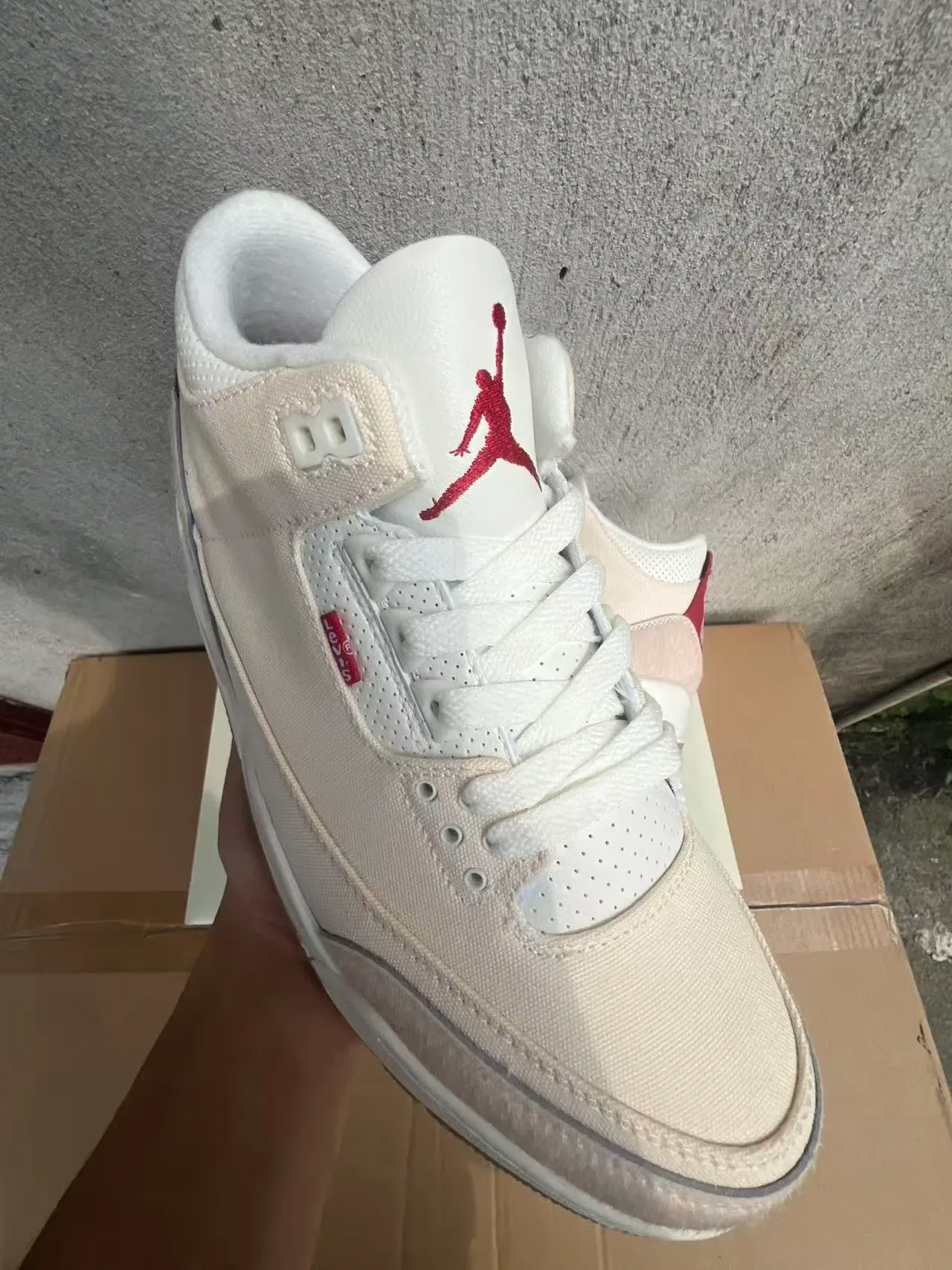 Levi's Beige Red High-Top Canvas-Suede Hybrid Upper Sneakers 2