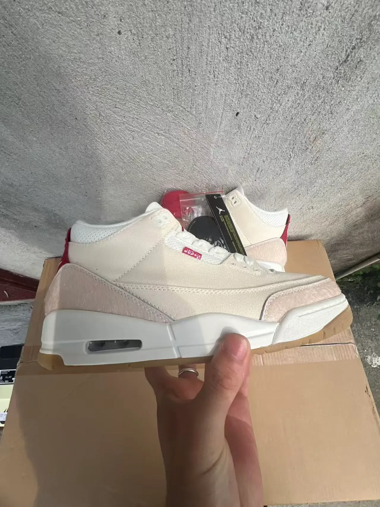 Levi's Beige Red High-Top Canvas-Suede Hybrid Upper Sneakers 7