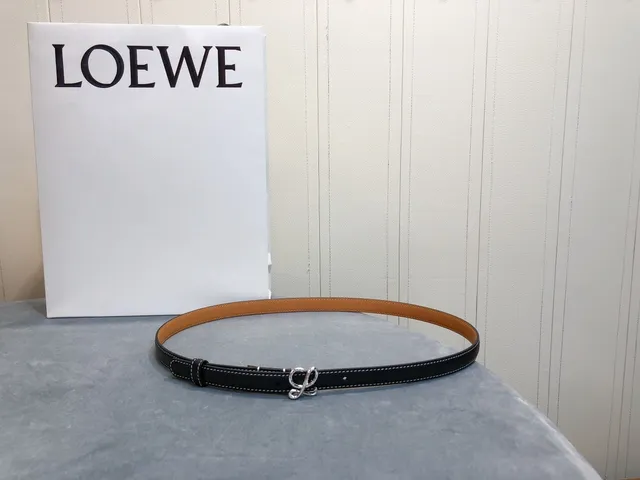 Loeve Anagram Belt Preto Marrom Duplo Envoltura Costura Contrast Cinto de Couro 4
