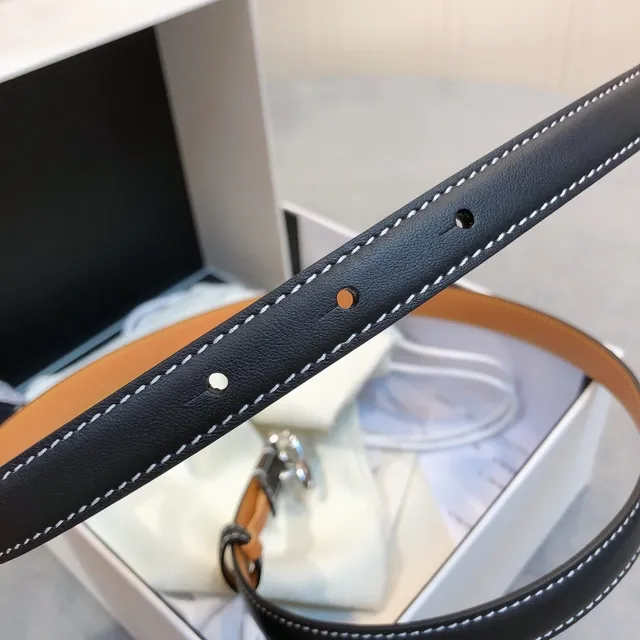 Loeve Anagram Belt Preto Marrom Duplo Envoltura Costura Contrast Cinto de Couro 5