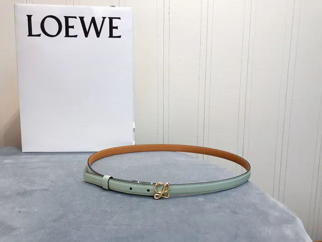 Loewe Anagram Belt Ceinture en cuir vert menthe et beige 3