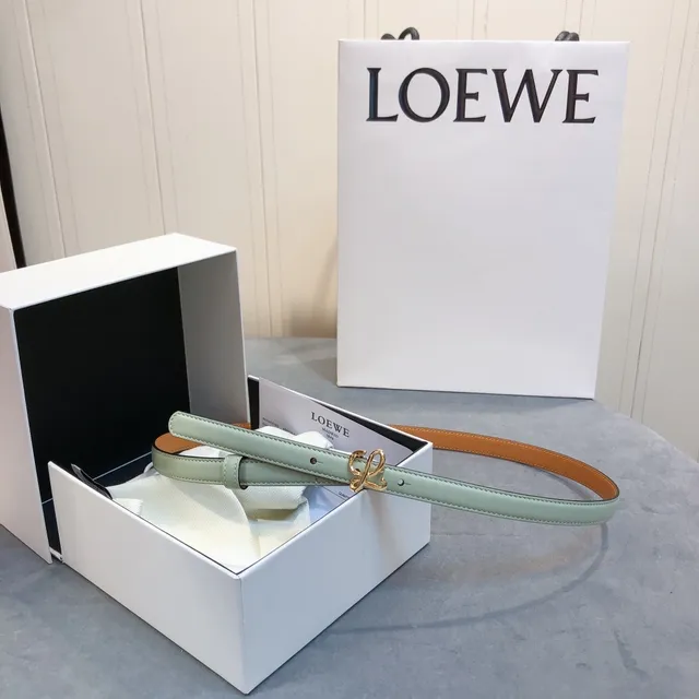 Loewe Anagram Belt Ceinture en cuir vert menthe et beige 4