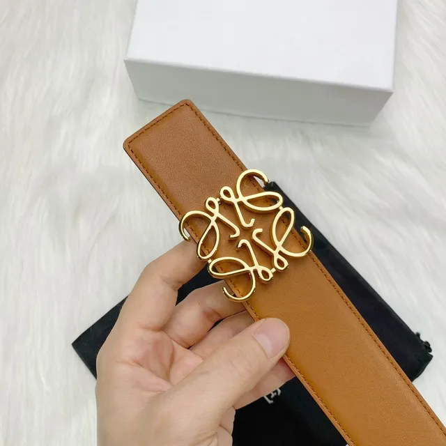 Loewe Anagram Belt Tan and Black Leather Belt 2