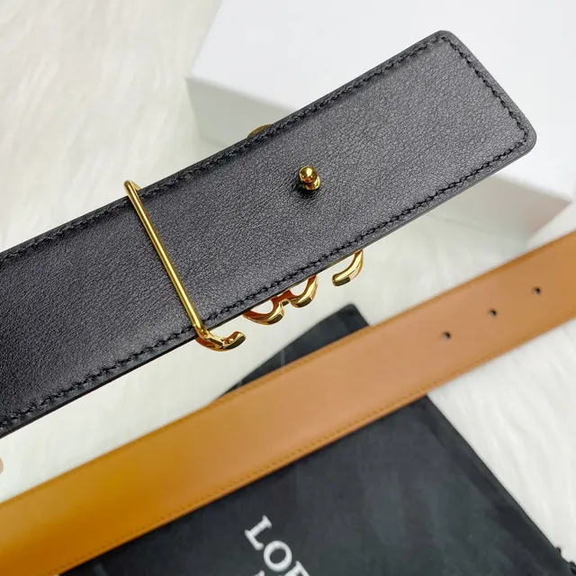 Loewe Anagram Belt Tan and Black Leather Belt 7