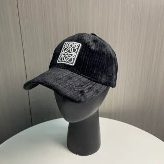Loewe Anagram Logo Gorra de béisbol de pana negra