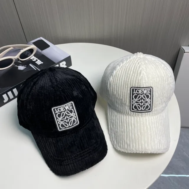 Loewe Anagram Logo Black Corduroy Baseball Cap 2
