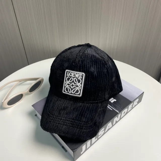 Loewe Anagram Logo Black Corduroy Baseball Cap 5