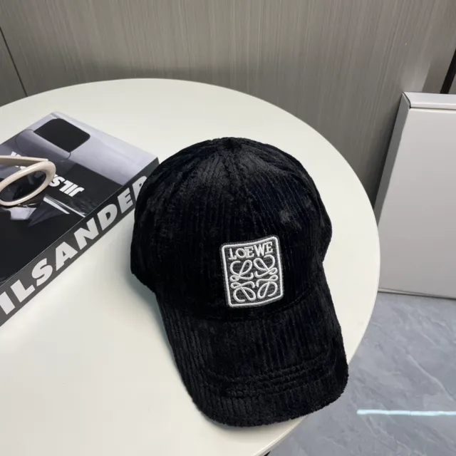 Loewe Anagram Logo Black Corduroy Baseball Cap 6