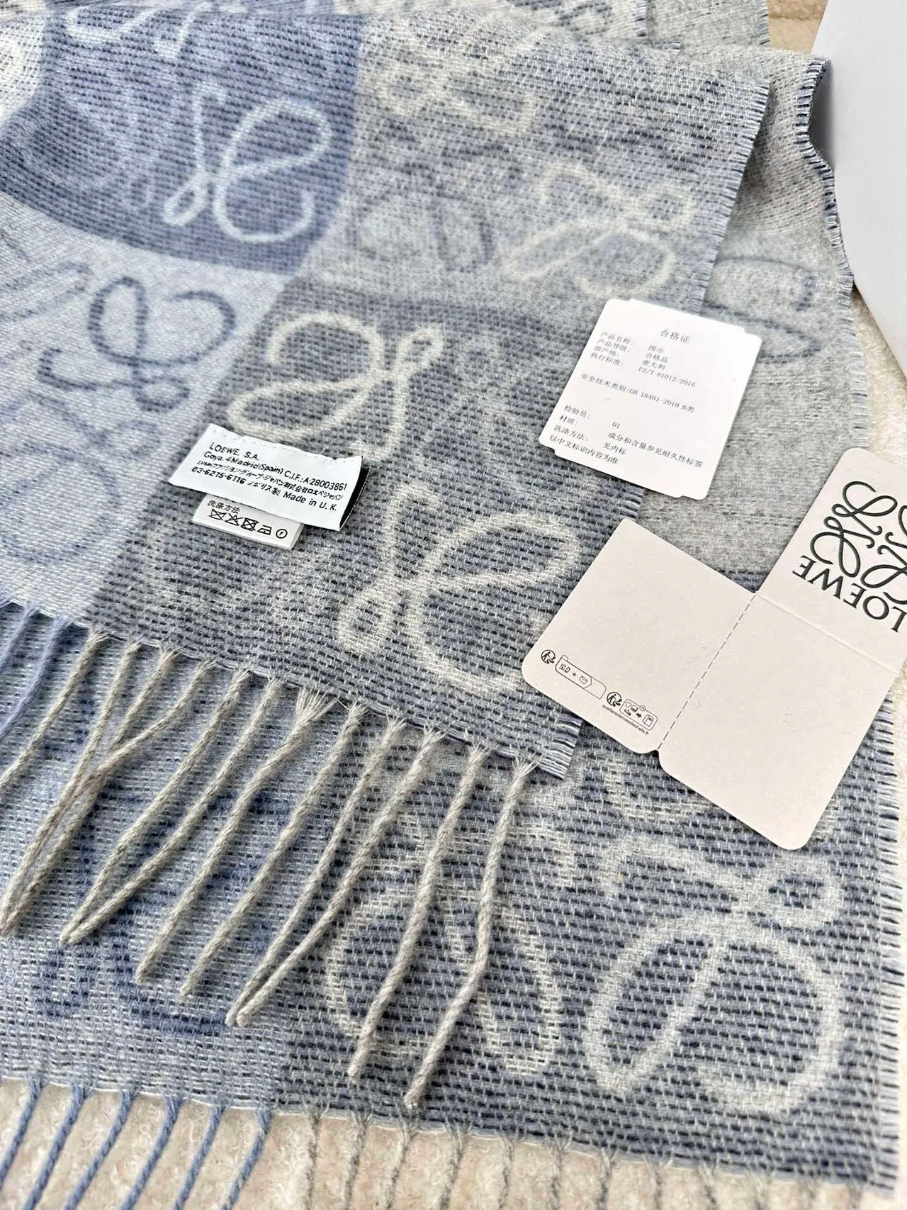 Loewe Anagram Monogram Gray Cashmere Scarf 6