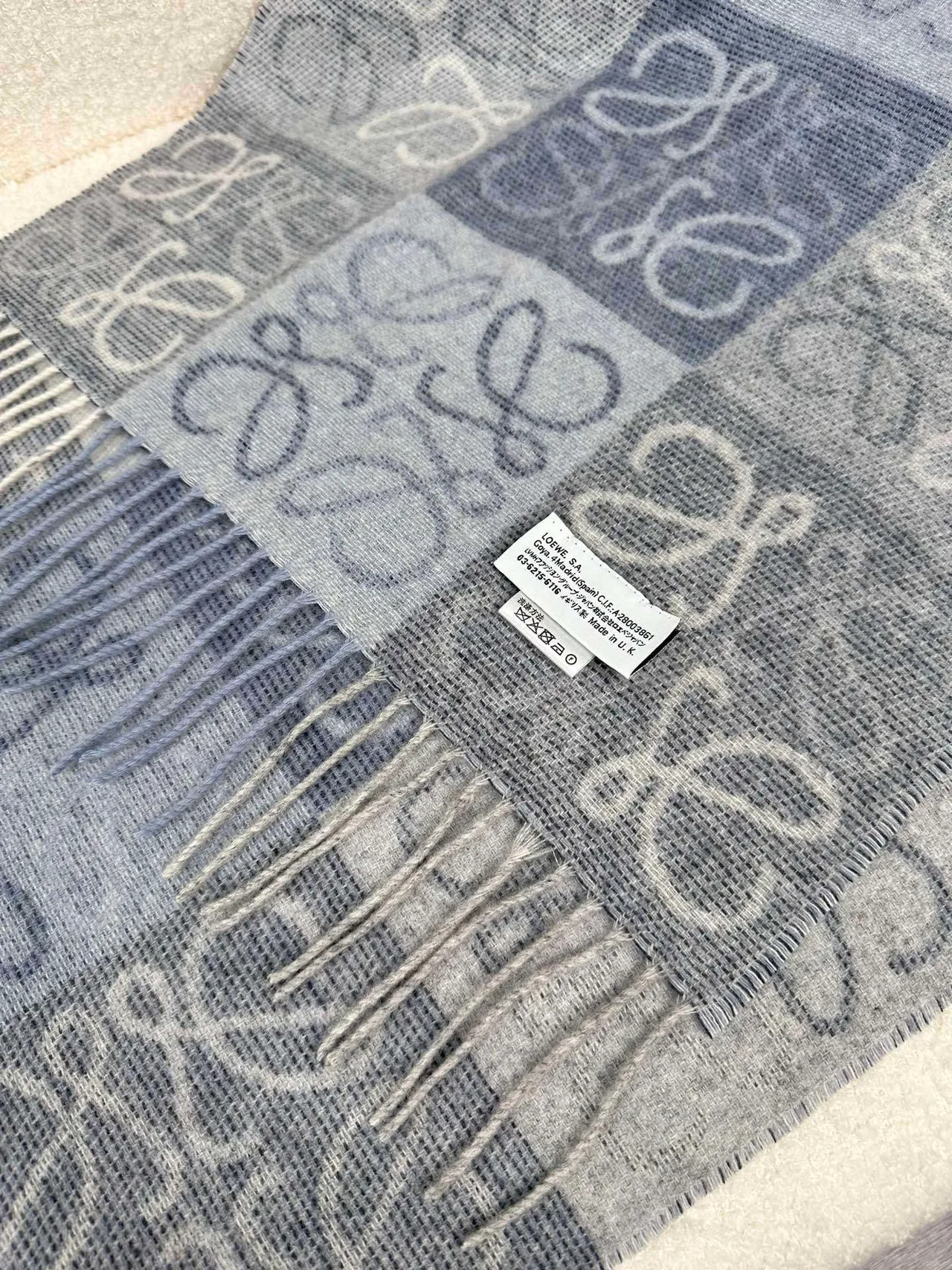 Loewe Anagram Monogram Gray Cashmere Scarf 8