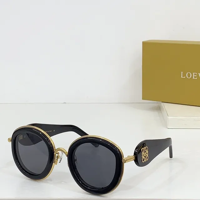 Loewe Anagram Round Oversized Black and Gold Sunglasses 4