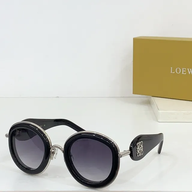 Loewe Anagram Round Oversized Black and Gold Sunglasses 7