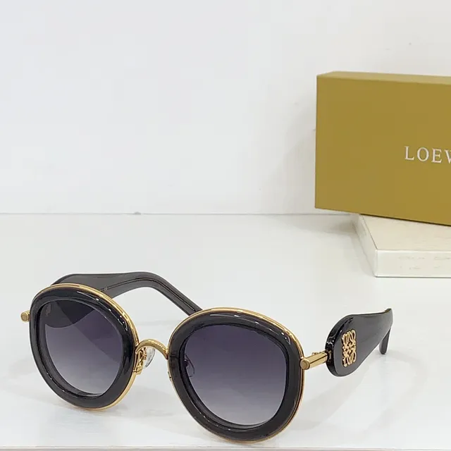 Loewe Anagram Round Oversized Black and Gold Sunglasses 8
