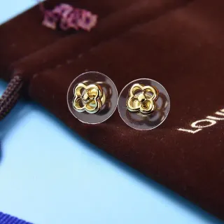 Loewe Motivo Floral Pendientes con perno de tono dorado