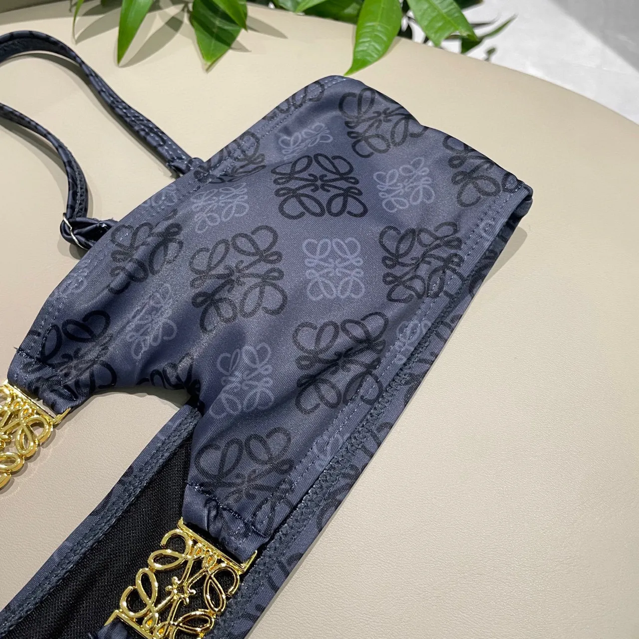 Loewe Navy Gold Monogrammed Nylon Anagram Hardware Swimwear 4