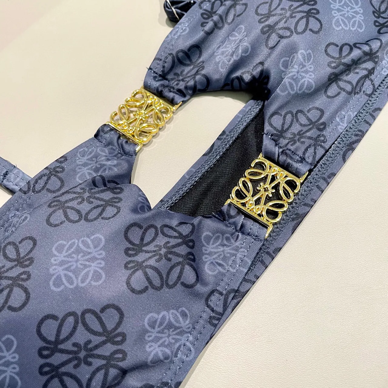 Loewe Navy Gold Monogrammed Nylon Anagram Hardware Swimwear 5