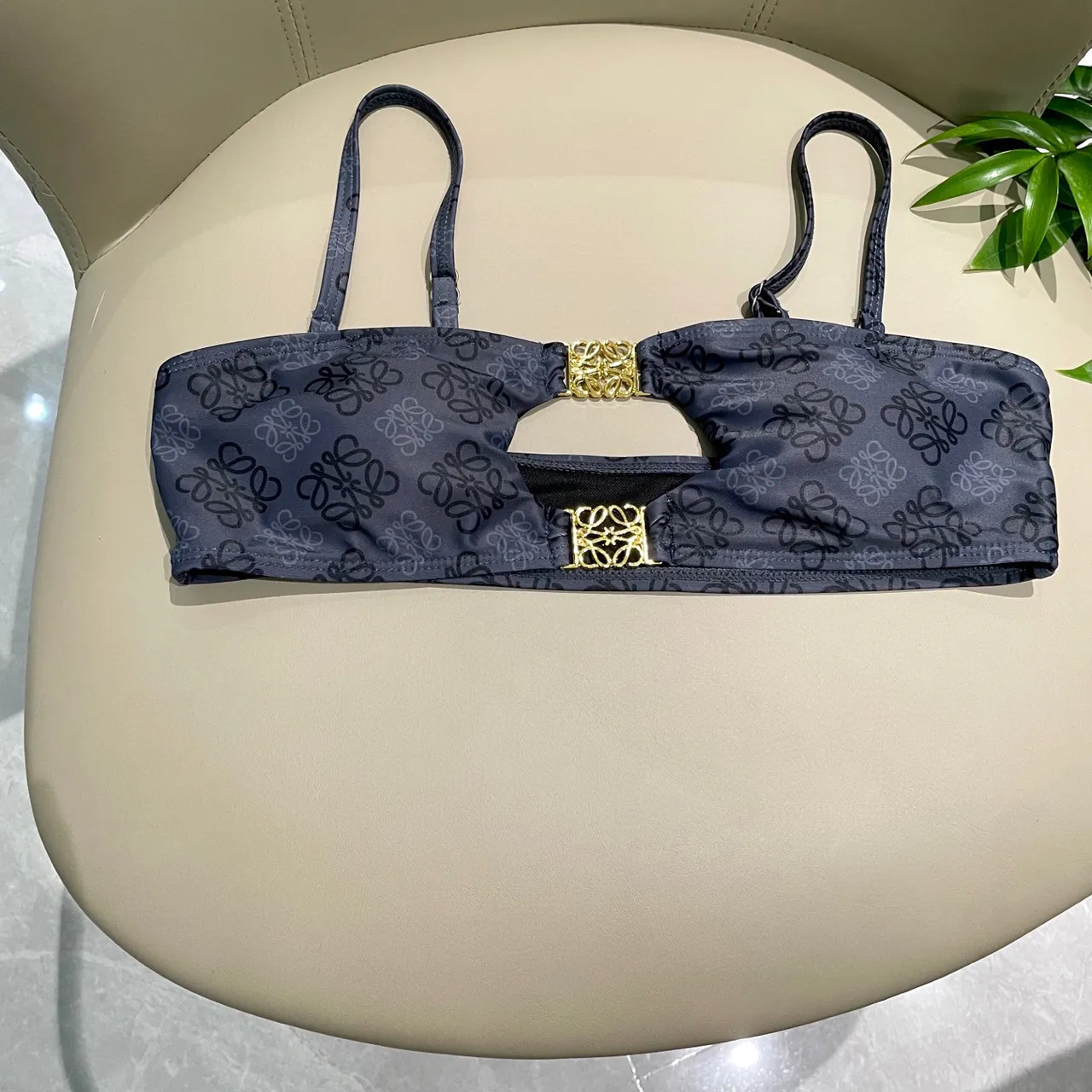 Loewe Navy Gold Monogrammed Nylon Anagram Hardware Swimwear 6