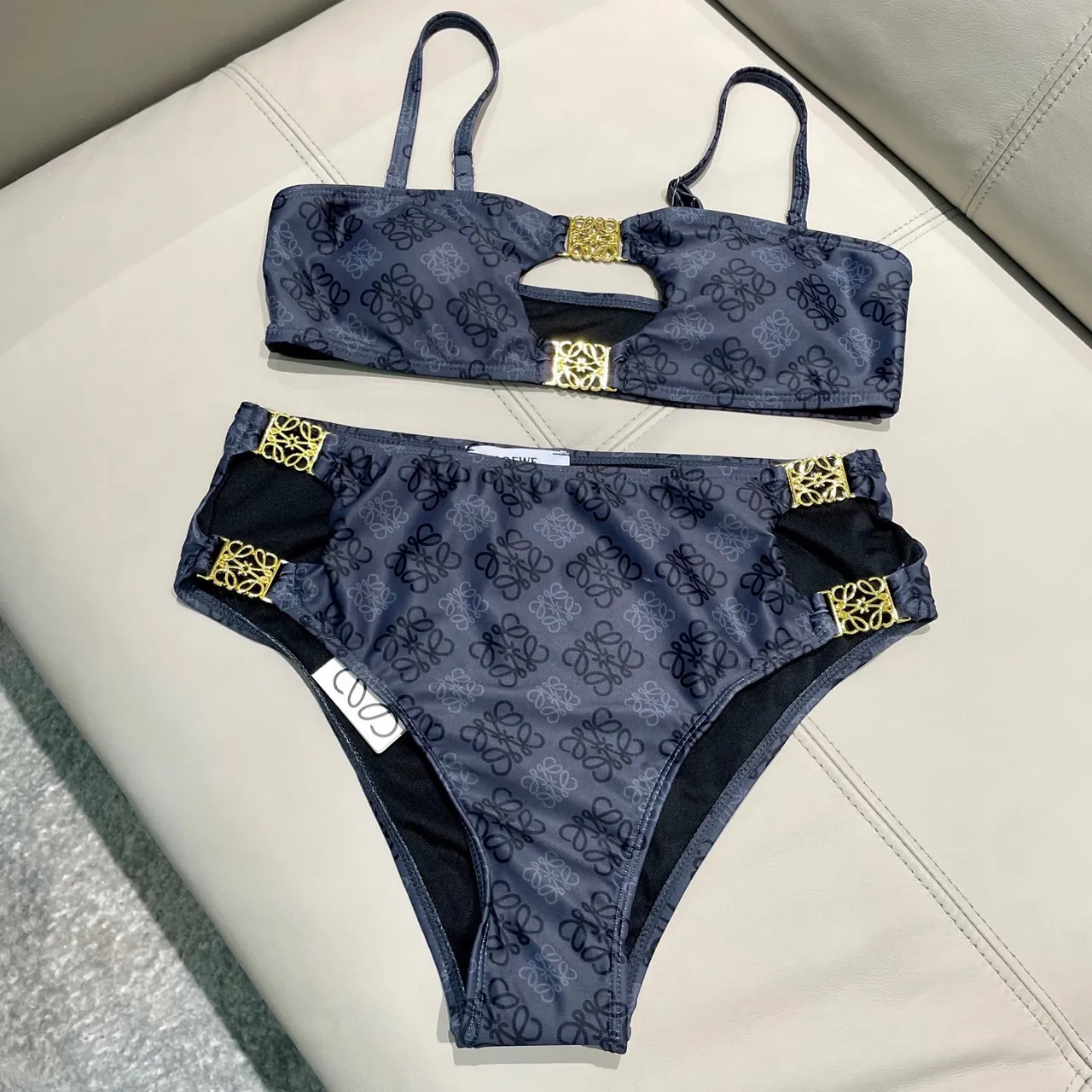 Loewe Navy Gold Monogrammed Nylon Anagram Hardware Swimwear 11