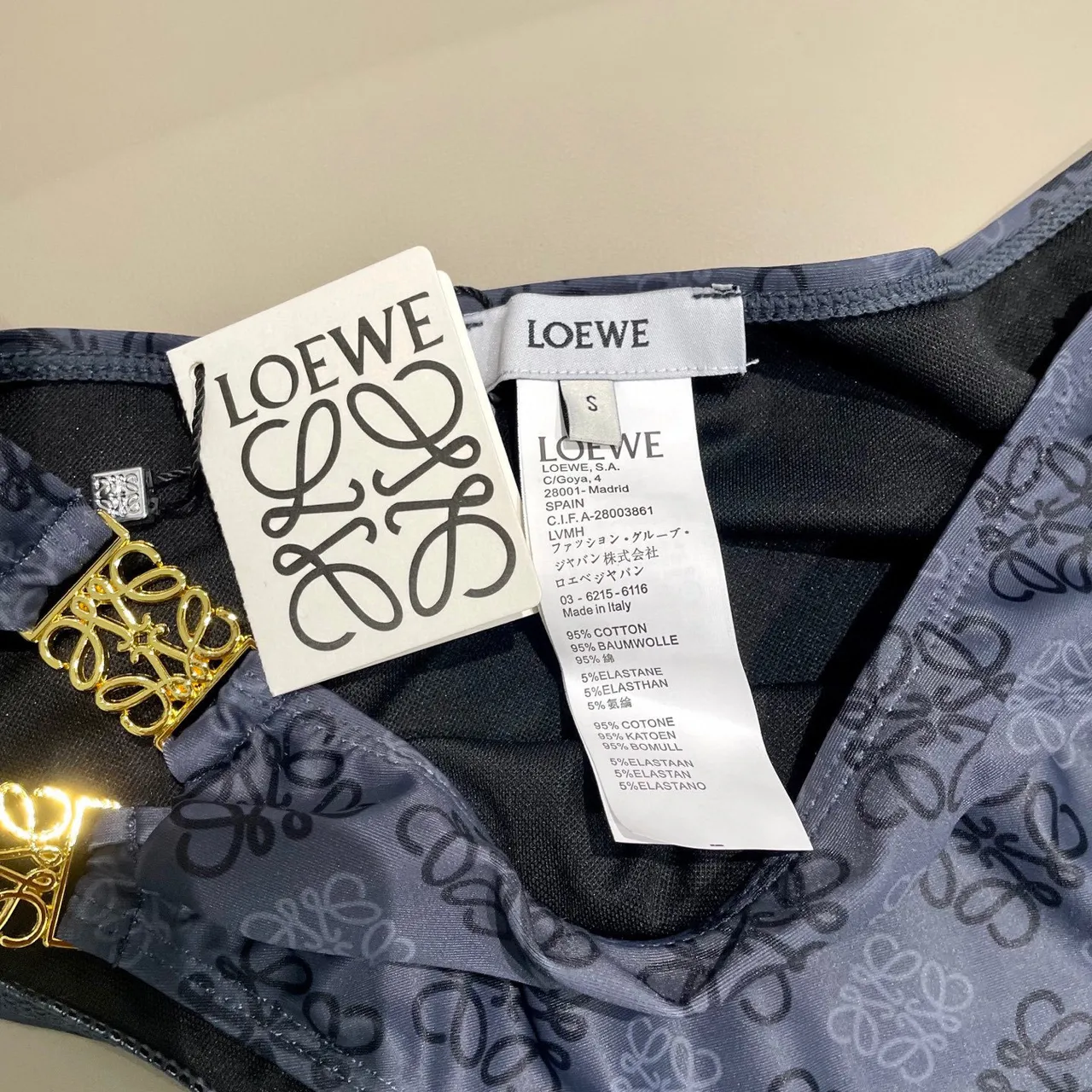 Loewe Navy Gold Monogrammed Nylon Anagram Hardware Swimwear 12