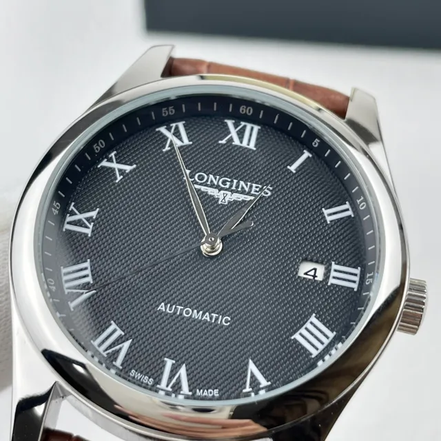 Longines Black Brown Classic Dress Roman Numeral Hour Markers Mechanical Watch 6