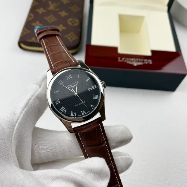 Longines Black Brown Classic Dress Roman Numeral Hour Markers Mechanical Watch 7