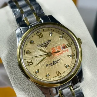 Longines Gold Silver Two-Tone Stainless Steel Diamond Hour Markers Quartz Watch