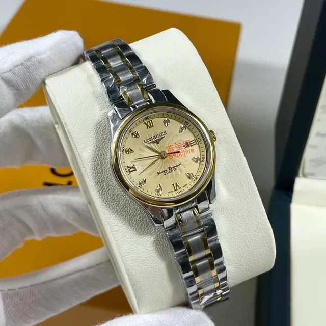 Longines Gold Silver Two-Tone Stainless Steel Diamond Hour Markers Quartz Watch 6