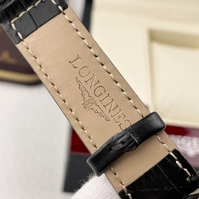 Longines चाँदी काला न्यूनतम केस यांत्रिक घड़ी 2