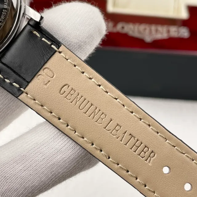 Longines चाँदी काला न्यूनतम केस यांत्रिक घड़ी 3