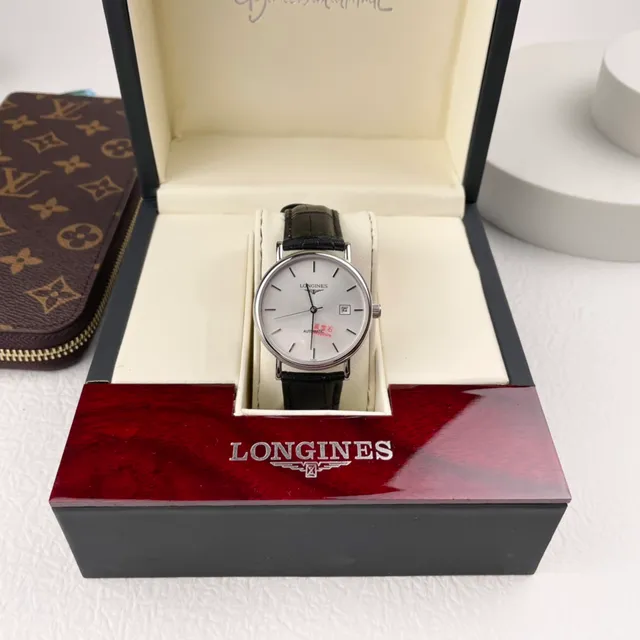Longines चाँदी काला न्यूनतम केस यांत्रिक घड़ी 9