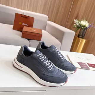 Loro Piana Gray Suede and Nylon Lifestyle Sneakers