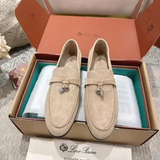 Loro Piana Summer Walk Beige Suede Tassel-Tie Loafers
