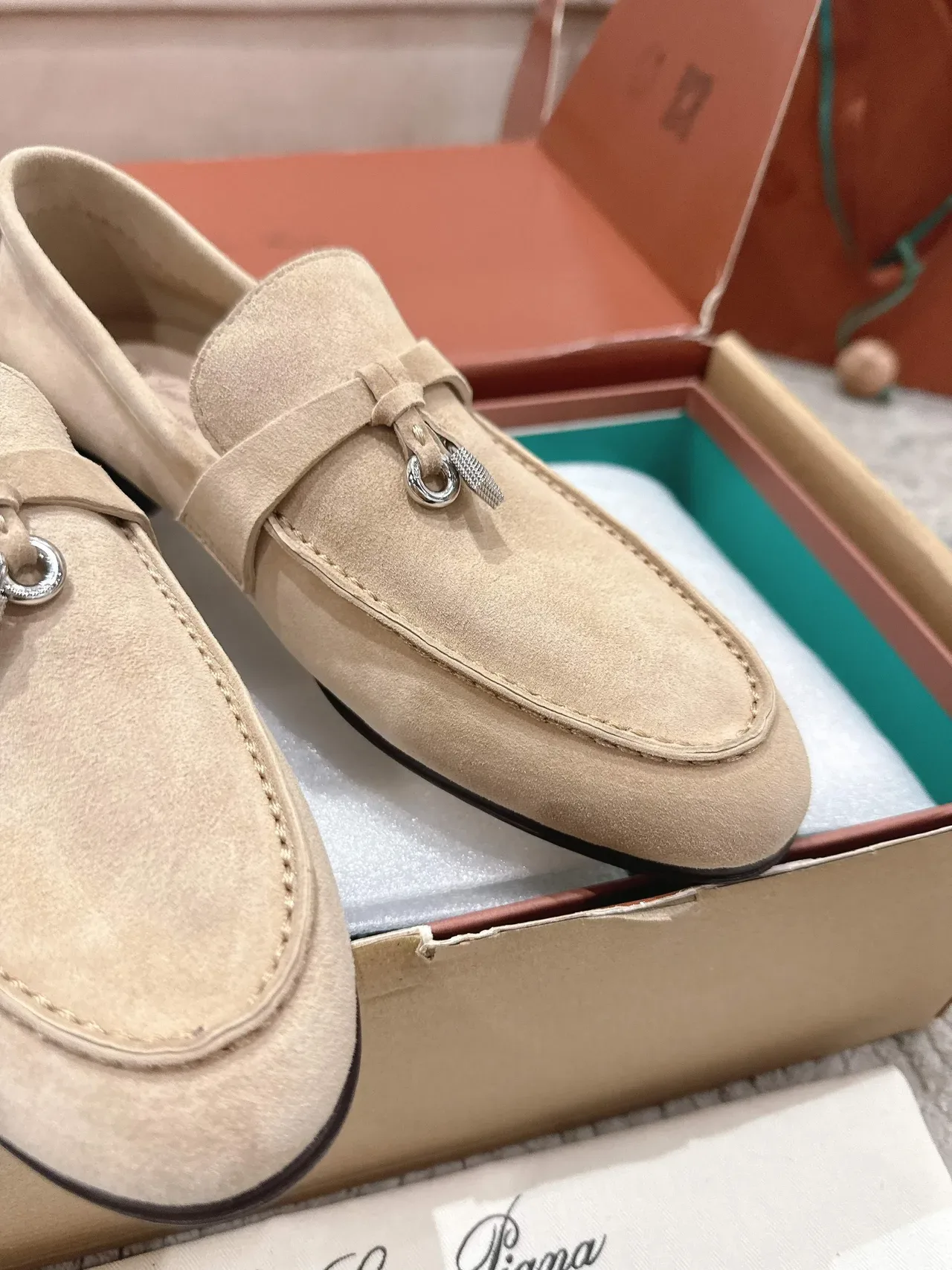 Loro Piana Summer Walk Beige Suede Tassel-Tie Loafers 3