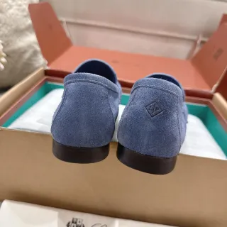 Loro Piana Summer Walk Blue Suede Loafers
